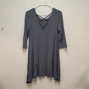 Gray Crossback Cropped Sleeve Mini Dress